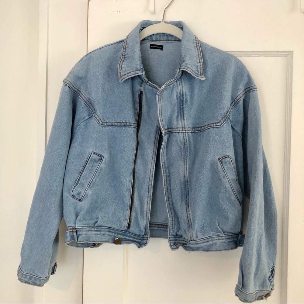 Brandy Melville 80s vibe zip-front denim jacket